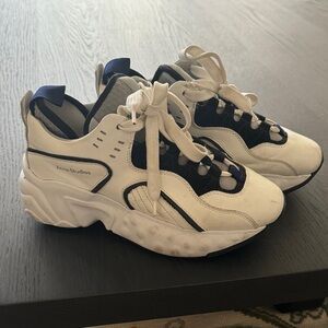 Acne Studios Navy and White Lace-Up Sneakers